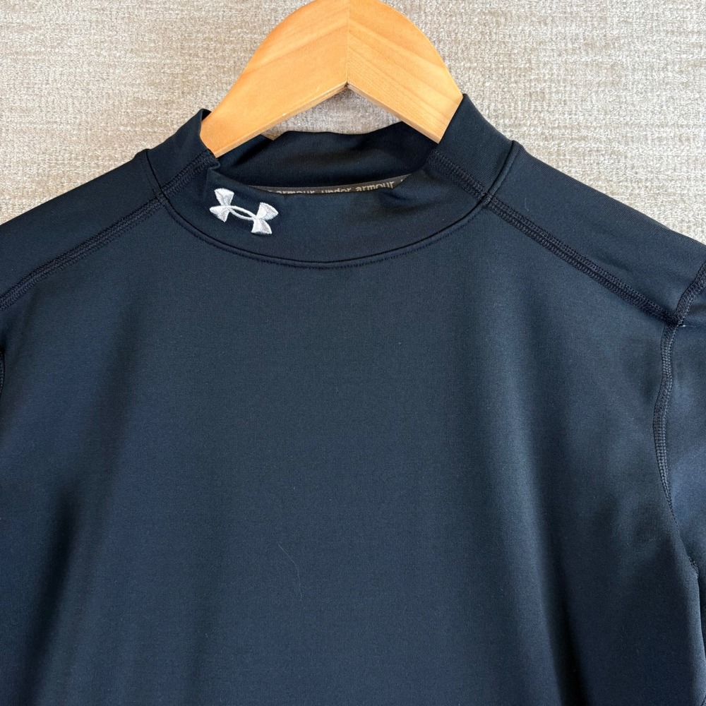 Under Armour ColdGear Mock Top Women Small Black Fitted Long Sleeve Lined EUC